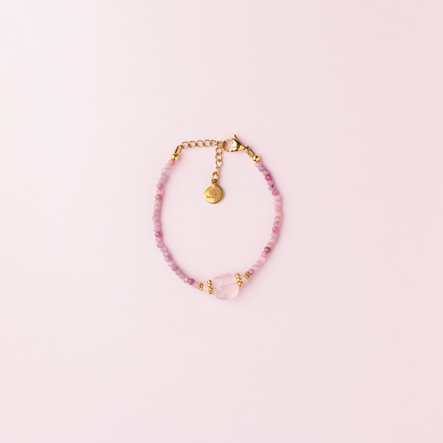 Bracelet or - Rubis et quartz rose - KELLY
