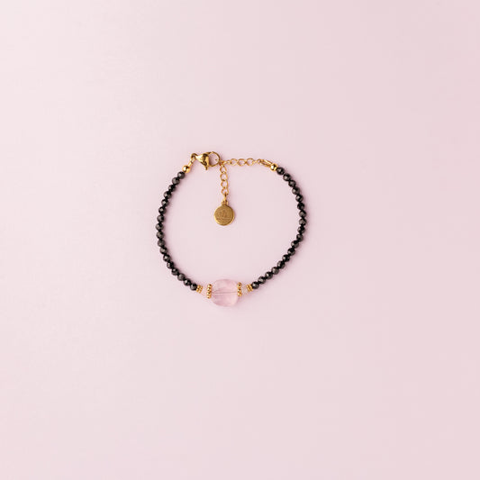 Bracelet or - Spinelle et quartz rose - KELLY