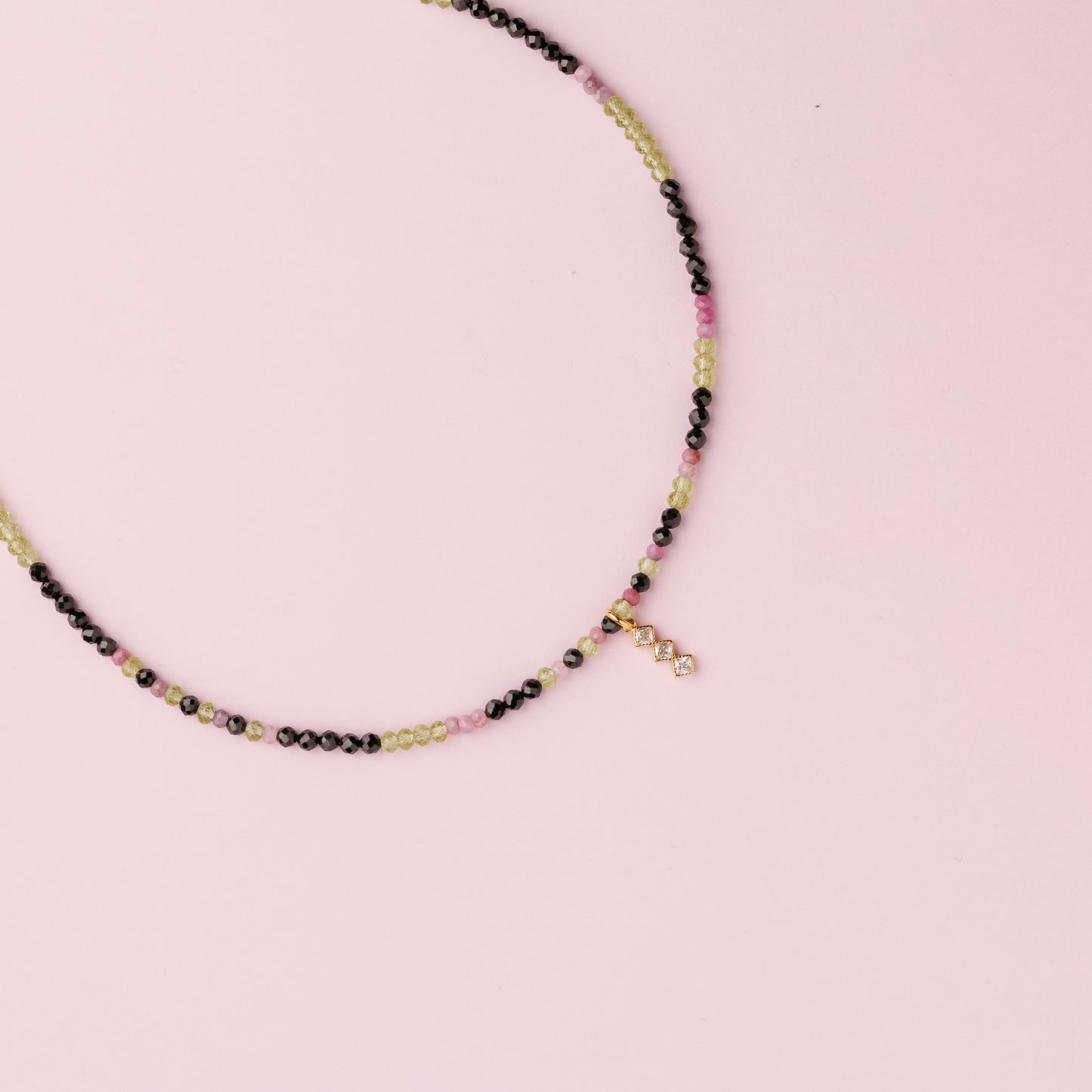 Collier or- Spinelle, rubis et péridot - RYLEE
