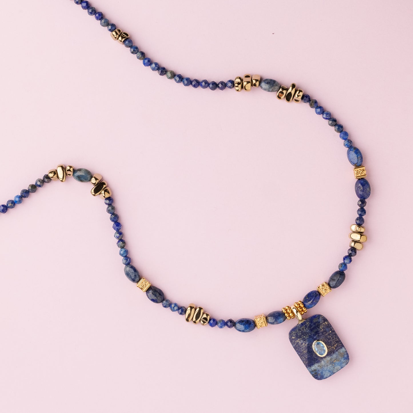 Collier or - Lapis lazuli et hématite - KATE