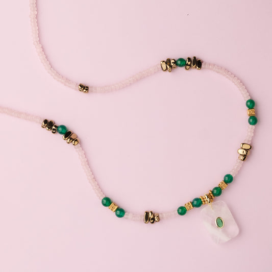 Collier or - Jade, agate et hématite - KATE