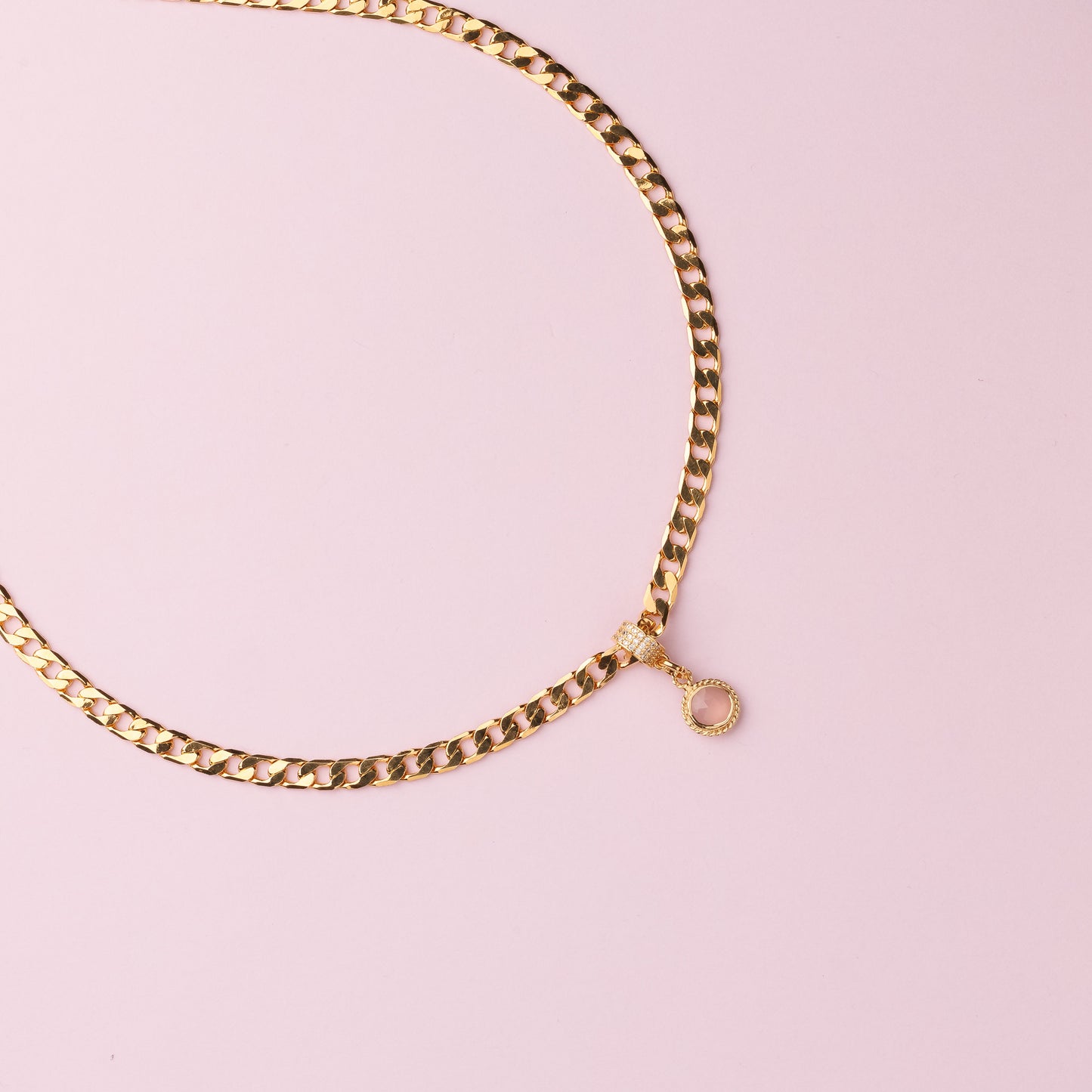 Collier or en maille gourmette - Calcédoine - ADELE