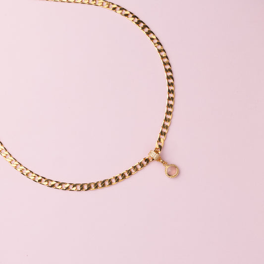 Collier or en maille gourmette - Calcédoine - ADELE