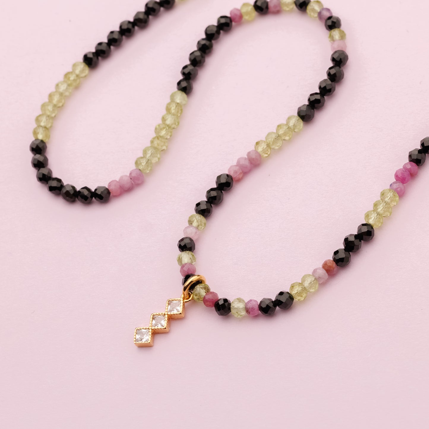 Collier or- Spinelle, rubis et péridot - RYLEE