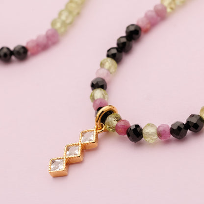 Collier or- Spinelle, rubis et péridot - RYLEE