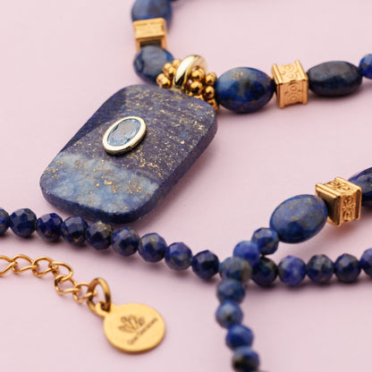 Collier or - Lapis lazuli et hématite - KATE