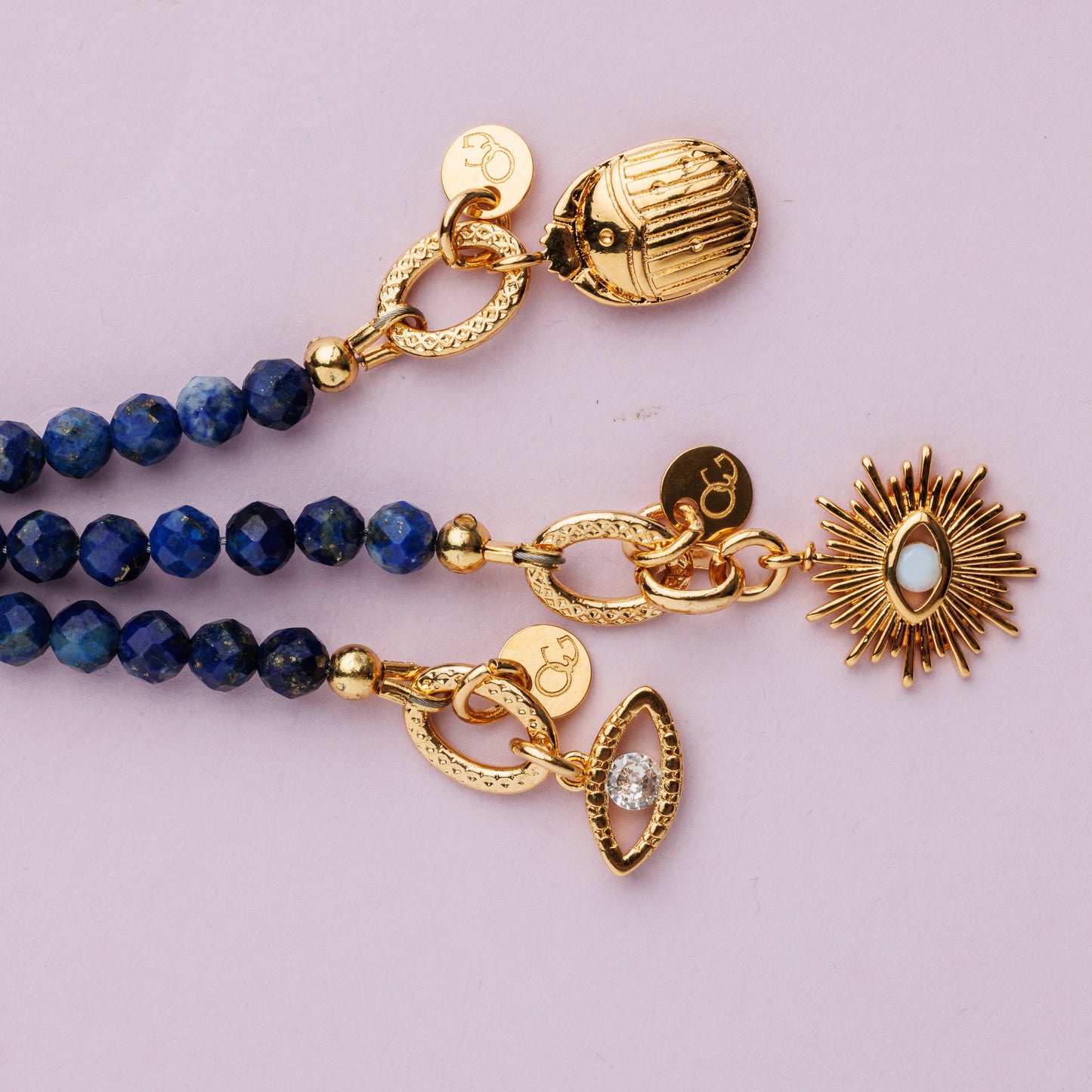 Bracelet or - Lapis lazuli - Soleil - LENA