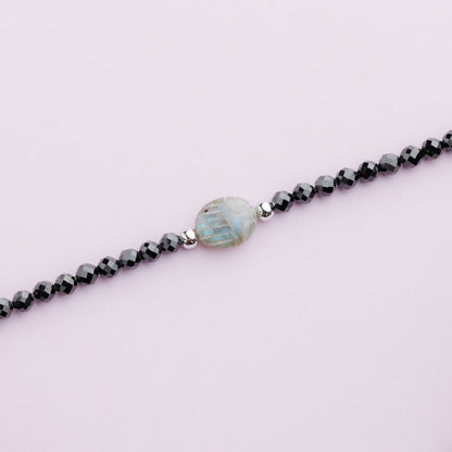 Bracelet plaqué rhodium - Spinelle et labradorite - EMMA