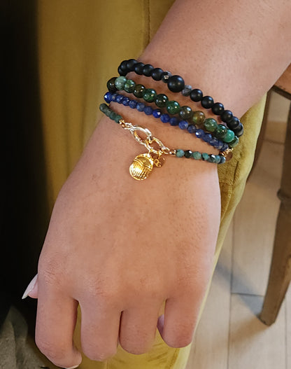 Bracelet plaqué rhodium - Lapis lazuli - Œil - LENA