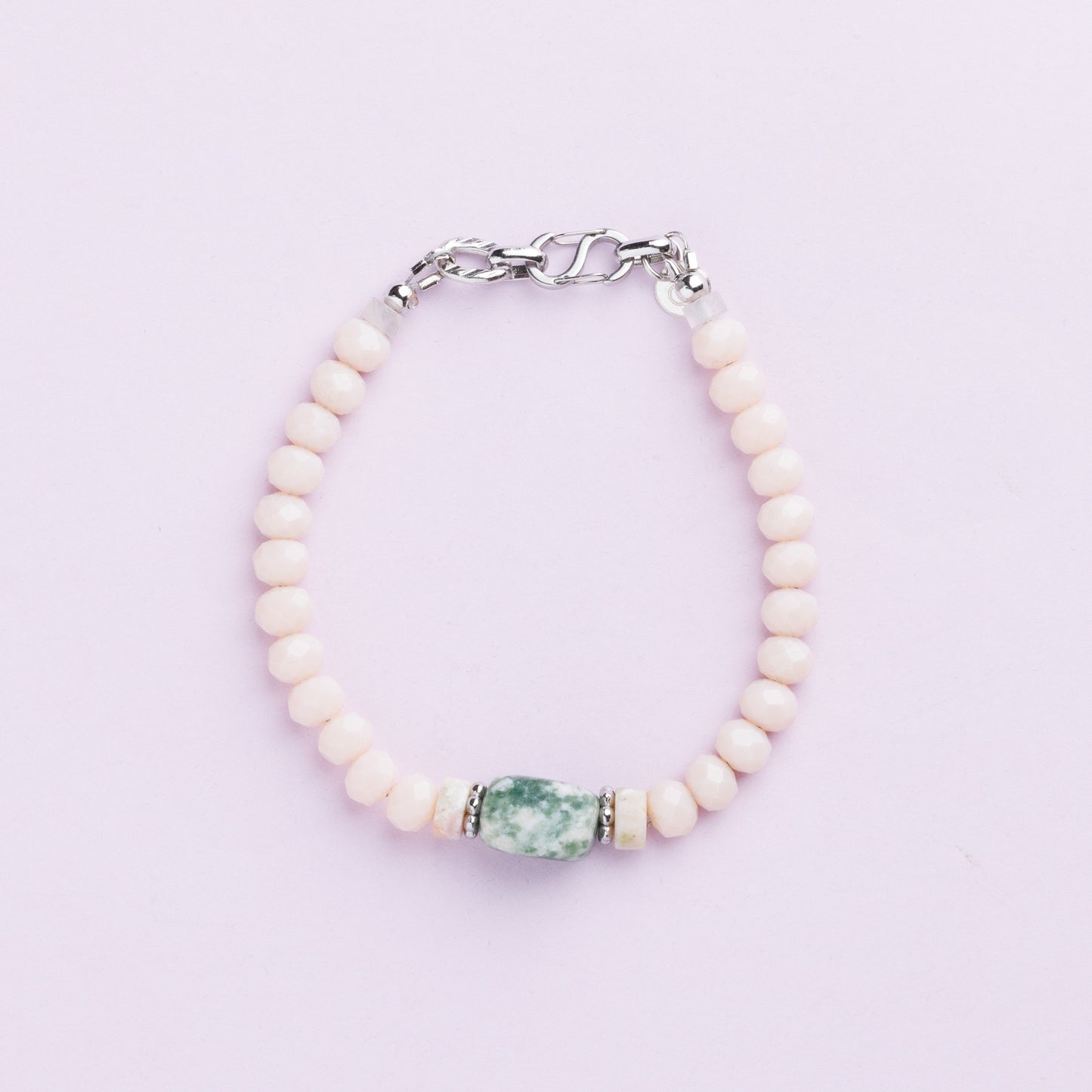 Bracelet acier inoxydable argent - Jade et Jaspe - AMALIA