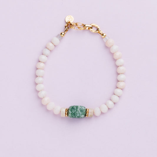 Bracelet acier inoxydable or- Jade et Jaspe - AMALIA