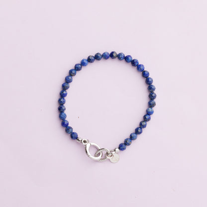 Bracelet plaqué rhodium - Lapis lazuli - GABY