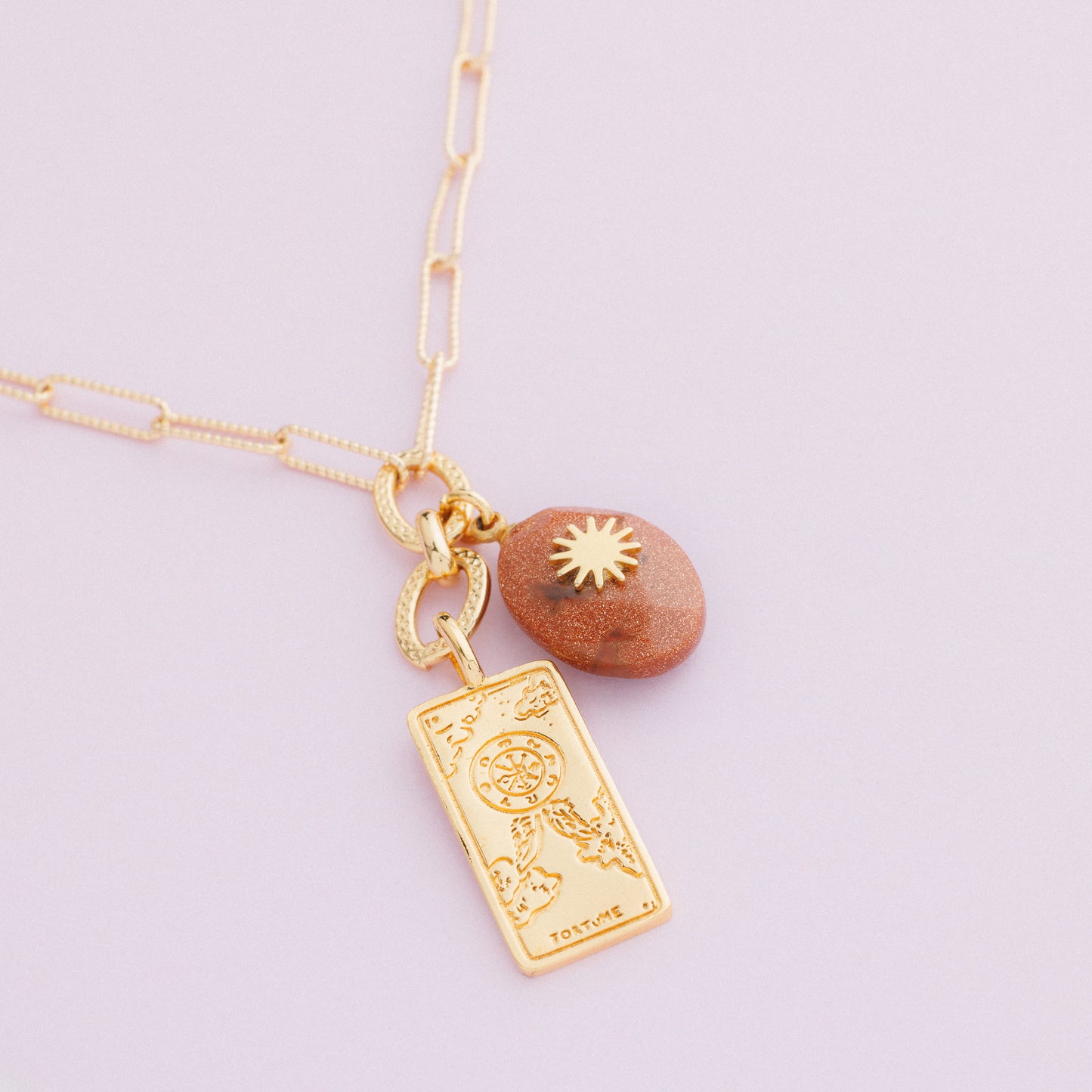 Collier en maille or et gold sandstone -TANIA - Tarot