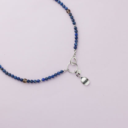 Collier plaqué rhodium - Lapis lazuli - Scarabée - LILOU