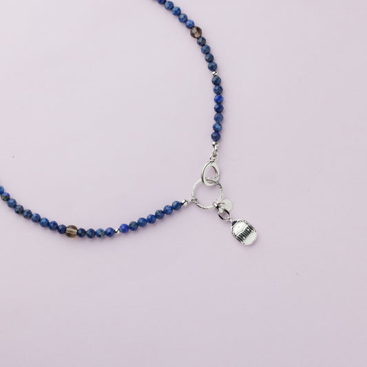 Collier plaqué rhodium - Lapis lazuli - Scarabée - LILOU