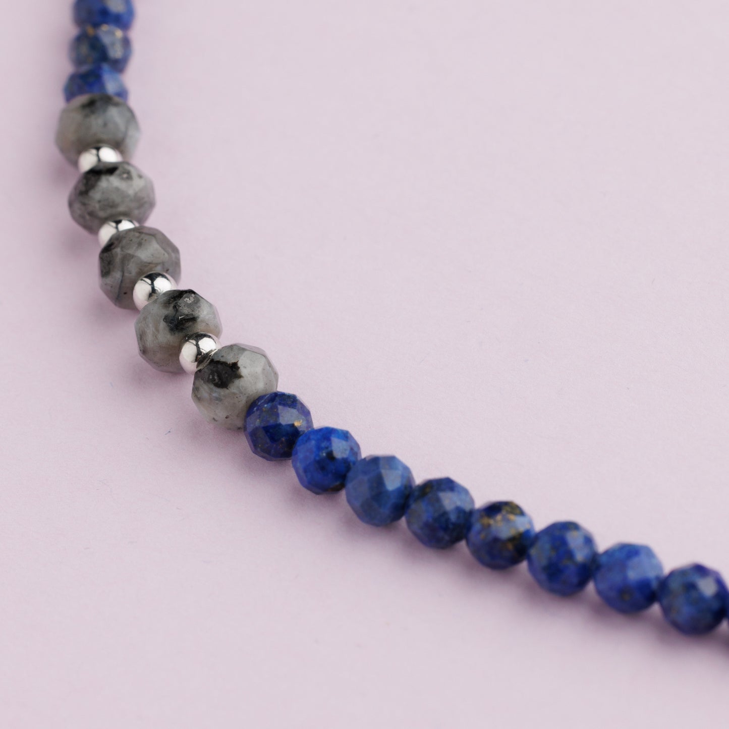 Collier plaqué rhodium - Lapis lazuli - JOE