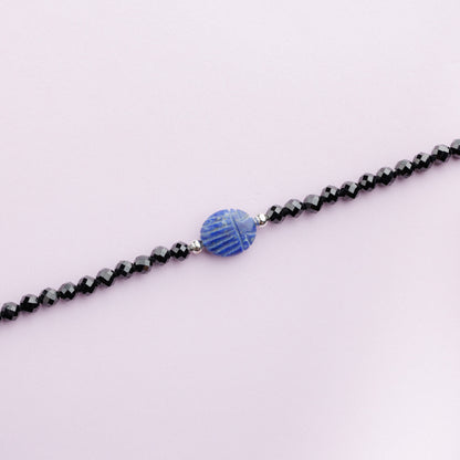 Bracelet plaqué rhodium - Spinelle et lapis lazuli - Emma