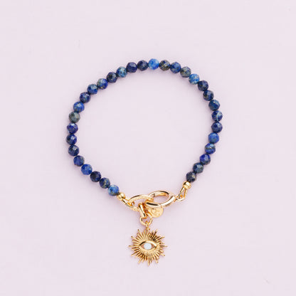 Bracelet or - Lapis lazuli - Soleil - LENA