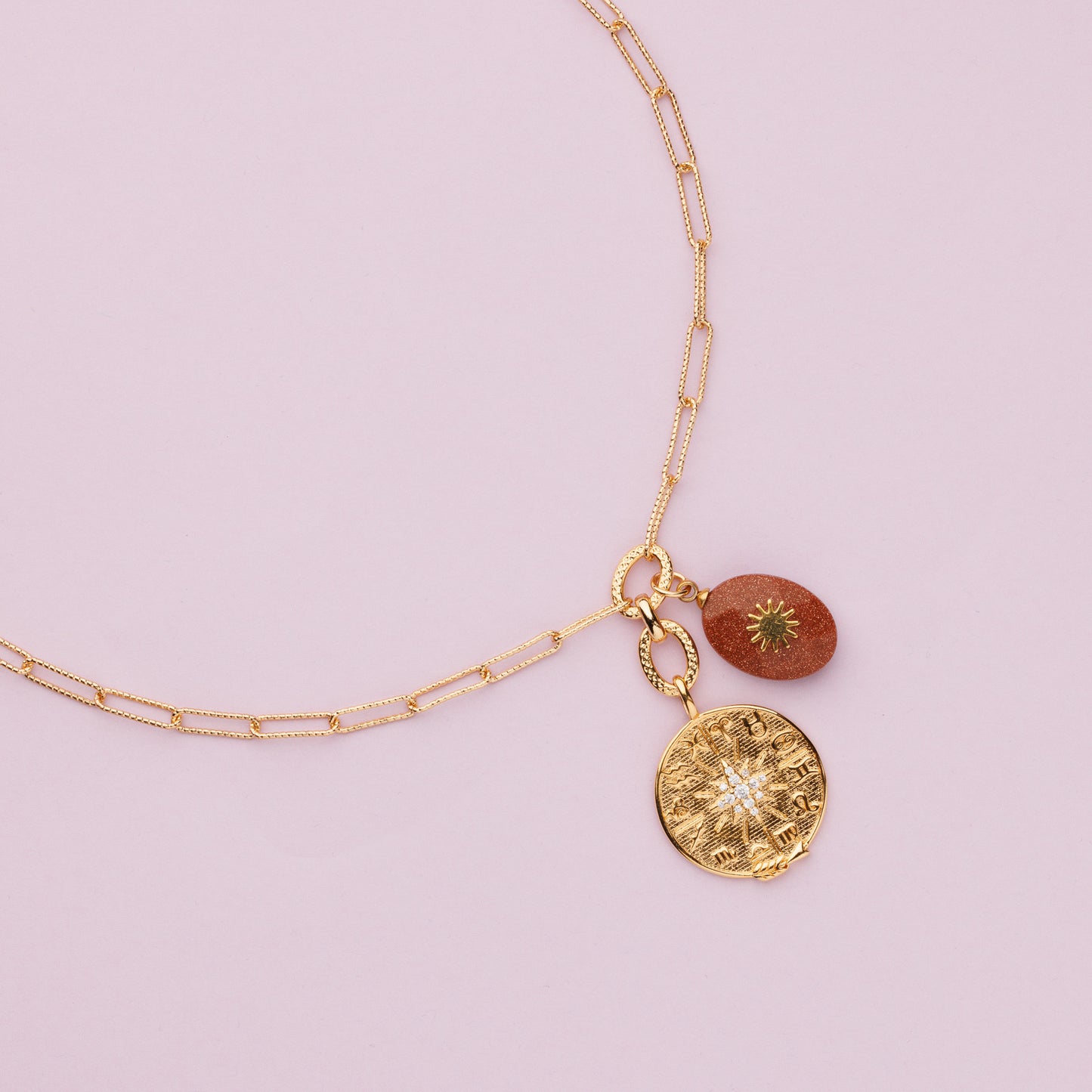 Collier en maille or et gold sandstone - TANIA - Astro